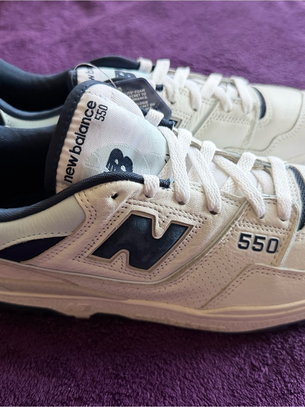 New Balance 550 Men's White with Navy Accent Sneakers